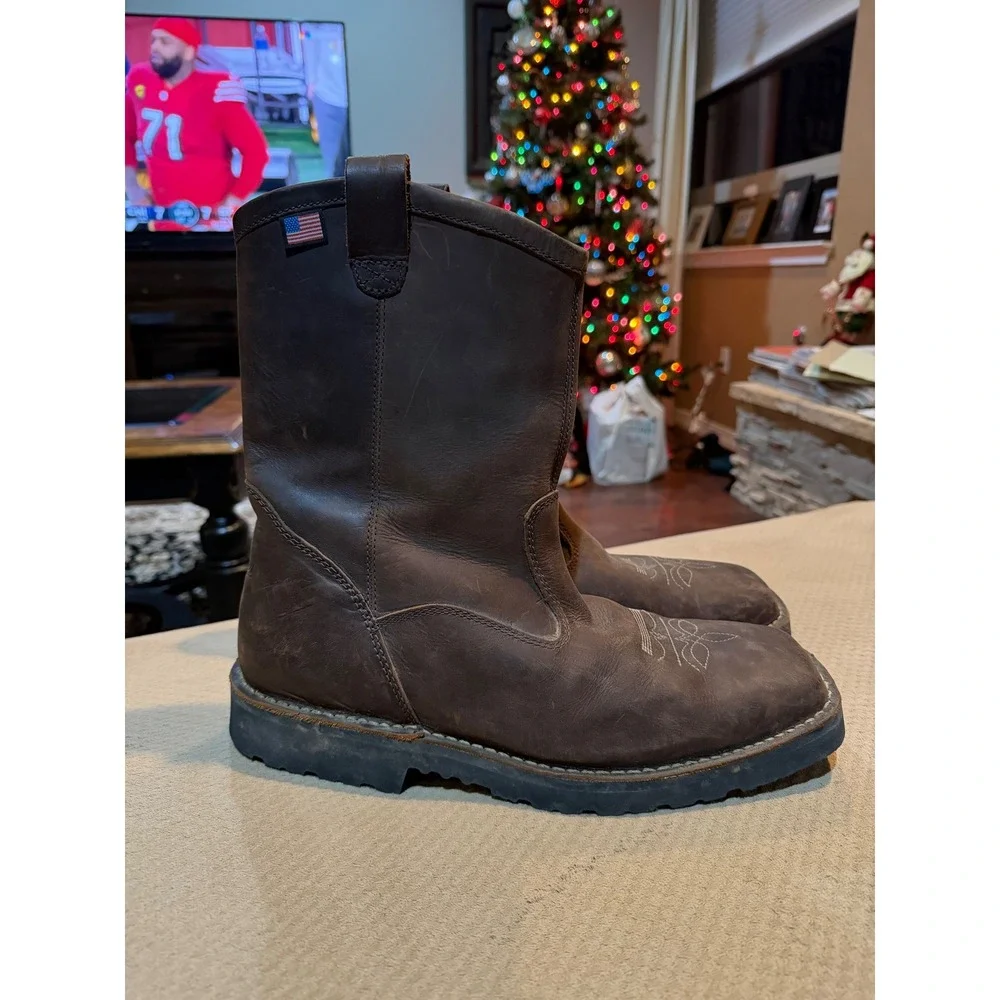 Danner Bull Run Wellington Sq Pt Work‎ Boots Mens Size 13 Brown Leather